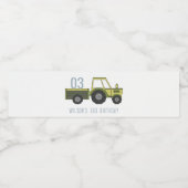 かわいいグリーンブルーファームトラクターキッズ任意の年齢誕生日 ペットボトルラベル (シングルラベル)