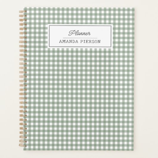かわいいグリーンプレイドパーソナライズされたアイディア集 プランナー手帳 (正面)