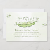 かわいいグリーンベビーツインズボタニカルツーピーズインアポッド 招待状 (正面)