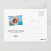 かわいいグリーンホエールガール誕生日写真ありがとう ポストカード (裏面)