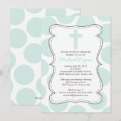 かわいいグリーンポルカドットのクロス洗礼招待状 招待状 (正面/裏面)