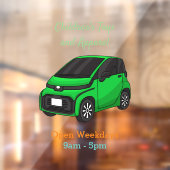 かわいいグリーンマイクロサイズの車 ウィンドウサイン (シート2)
