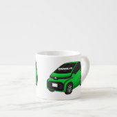 かわいいグリーンマイクロサイズの車 エスプレッソカップ (正面右)