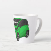 かわいいグリーンマイクロサイズの車 カフェラテマグ (右アングル)