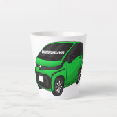 かわいいグリーンマイクロサイズの車 カフェラテマグ (正面)