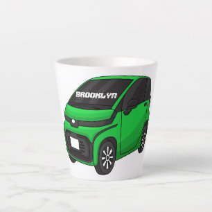 かわいいグリーンマイクロサイズの車 カフェラテマグ