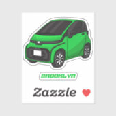 かわいいグリーンマイクロサイズの車 シール (シート)
