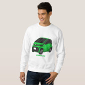 かわいいグリーンマイクロサイズの車 スウェットシャツ (正面フル)