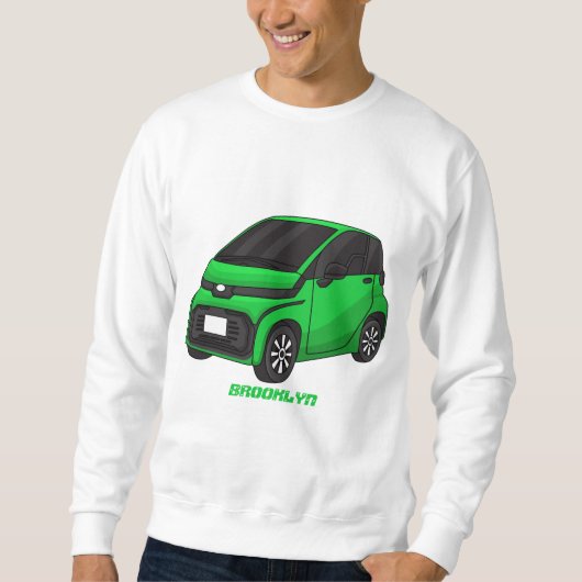 かわいいグリーンマイクロサイズの車 スウェットシャツ (正面)