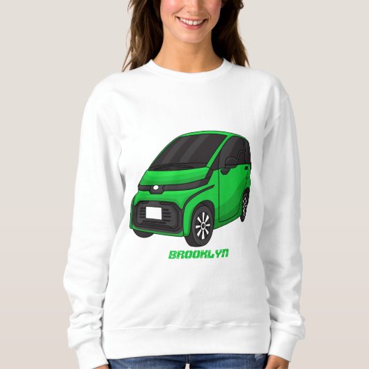 かわいいグリーンマイクロサイズの車 スウェットシャツ (正面)