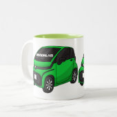 かわいいグリーンマイクロサイズの車 ツートーンマグカップ (正面左)