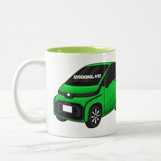 かわいいグリーンマイクロサイズの車 ツートーンマグカップ (左)