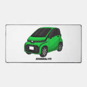 かわいいグリーンマイクロサイズの車 デスクマット (正面)