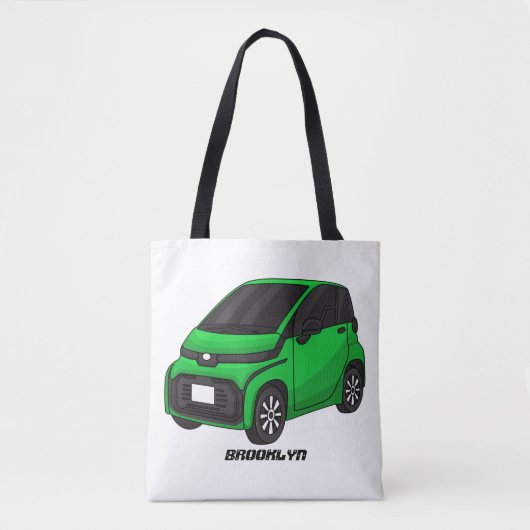 かわいいグリーンマイクロサイズの車 トートバッグ (正面)