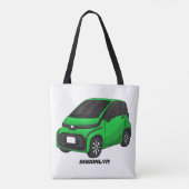 かわいいグリーンマイクロサイズの車 トートバッグ (裏面)