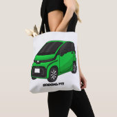 かわいいグリーンマイクロサイズの車 トートバッグ (クローズアップ)