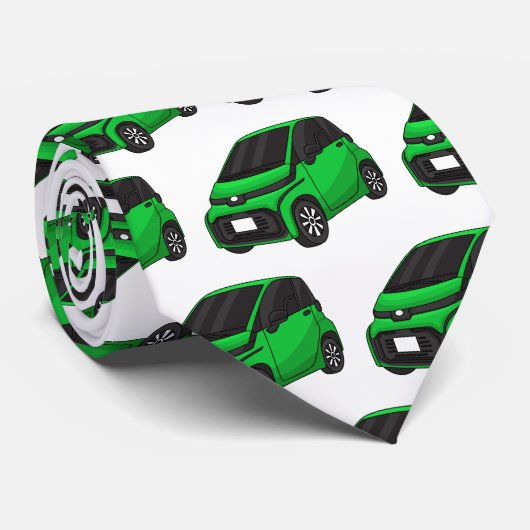 かわいいグリーンマイクロサイズの車 ネクタイ (ロール)