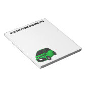 かわいいグリーンマイクロサイズの車 ノートパッド (アングル)