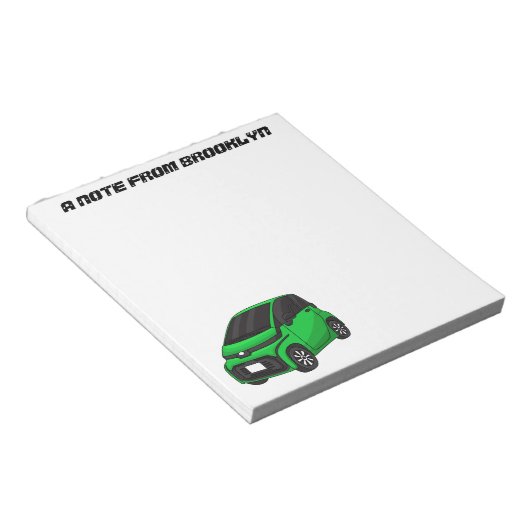 かわいいグリーンマイクロサイズの車 ノートパッド (アングル)