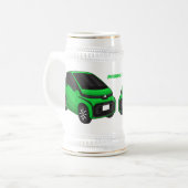かわいいグリーンマイクロサイズの車 ビールジョッキ (正面左)