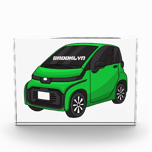かわいいグリーンマイクロサイズの車 フォトブロック (正面)