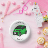 かわいいグリーンマイクロサイズの車 ペーパーボウル (パーティー)