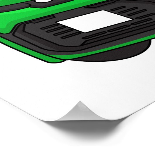 かわいいグリーンマイクロサイズの車 ポスター (角)