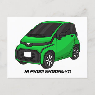 かわいいグリーンマイクロサイズの車 ポストカード