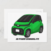 かわいいグリーンマイクロサイズの車 ポストカード (正面/裏面)