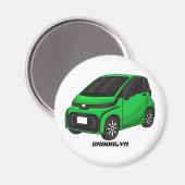かわいいグリーンマイクロサイズの車 マグネット (正面/裏面)