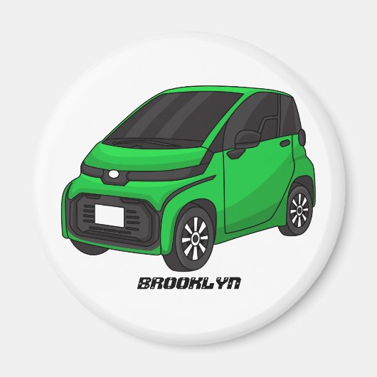 かわいいグリーンマイクロサイズの車 マグネット (正面)