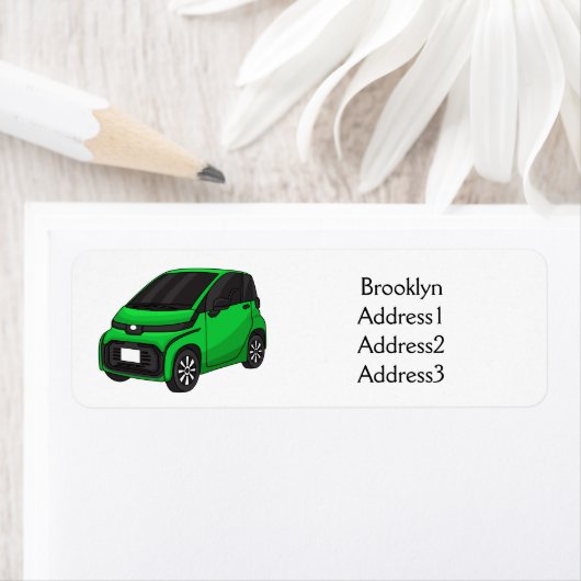 かわいいグリーンマイクロサイズの車 ラベル (インサイチュ)