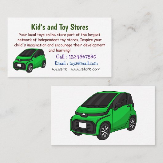 かわいいグリーンマイクロサイズの車 名刺 (正面/裏面)