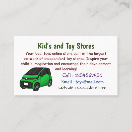 かわいいグリーンマイクロサイズの車 名刺 (正面)