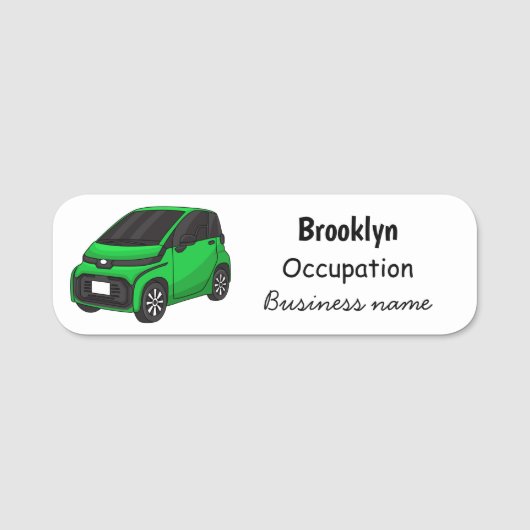 かわいいグリーンマイクロサイズの車 名札 (正面)