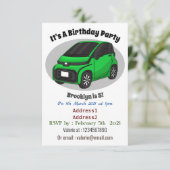 かわいいグリーンマイクロサイズの車 招待状 (スタンド正面)