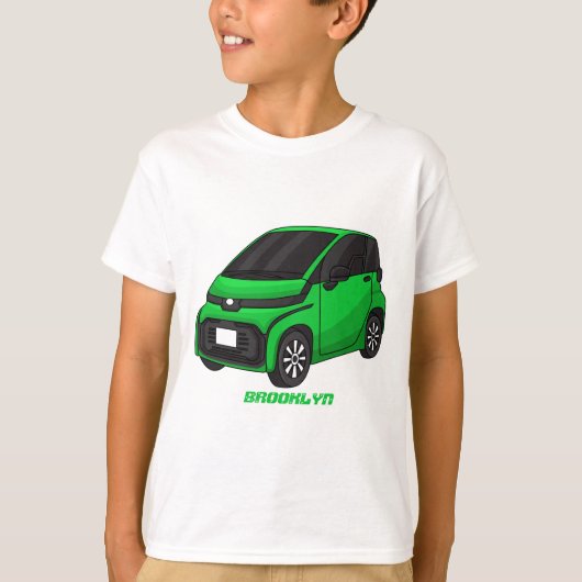 かわいいグリーンマイクロサイズの車 Tシャツ (正面)