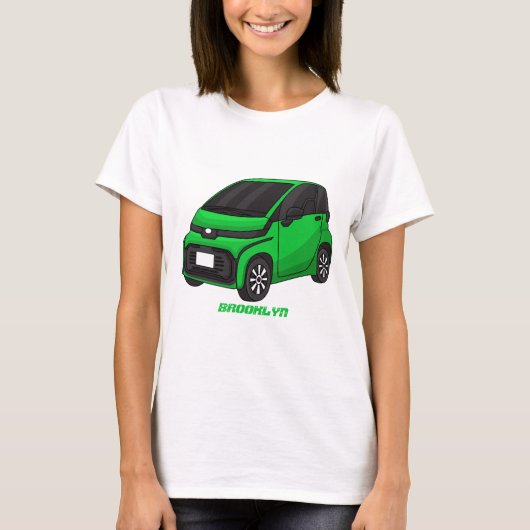 かわいいグリーンマイクロサイズの車 Tシャツ (正面)