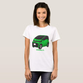 かわいいグリーンマイクロサイズの車 Tシャツ (正面フル)