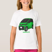 かわいいグリーンマイクロサイズの車 Tシャツ (正面)