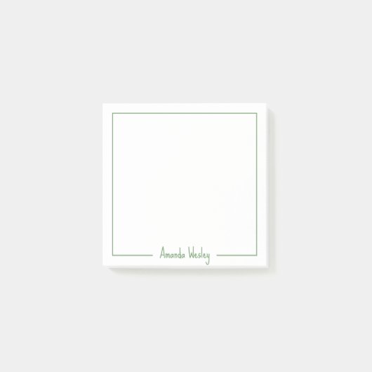 かわいいグリーンモノグラムのフルネーム ポストイット (正面)