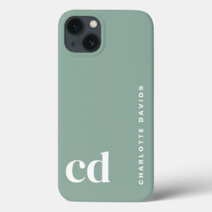 かわいいグリーンモノグラム iPhone 13ケース