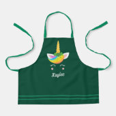 かわいいグリーンユニコーンアイリッシュガールカスタムキッズ エプロン (正面)