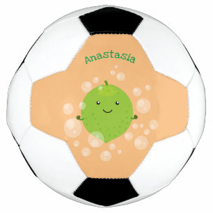 かわいいグリーンライムバブル漫画イラストレーション サッカーボール