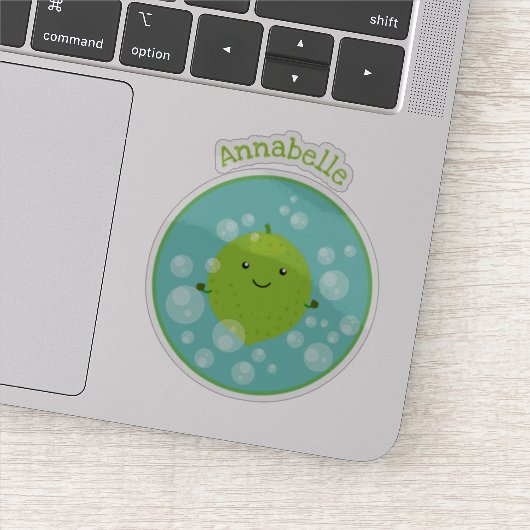 かわいいグリーンライムバブル漫画イラストレーション シール (詳細)