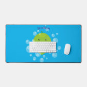 かわいいグリーンライムバブル漫画イラストレーション デスクマット (キーボード&マウス)