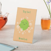 かわいいグリーンライムバブル漫画イラストレーション 台座サイン (インサイチュ)