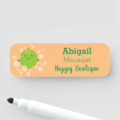 かわいいグリーンライムバブル漫画イラストレーション 名札 (インサイチュ)