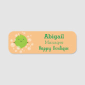 かわいいグリーンライムバブル漫画イラストレーション 名札 (正面)