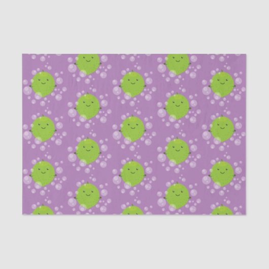 かわいいグリーンライムバブル漫画イラストレーション 薄葉紙 (正面)